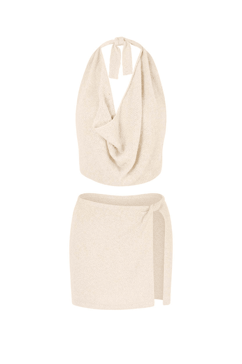 Cow neck skirt set beach cover up