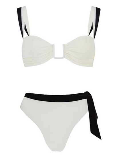 contrast color strap bikini set